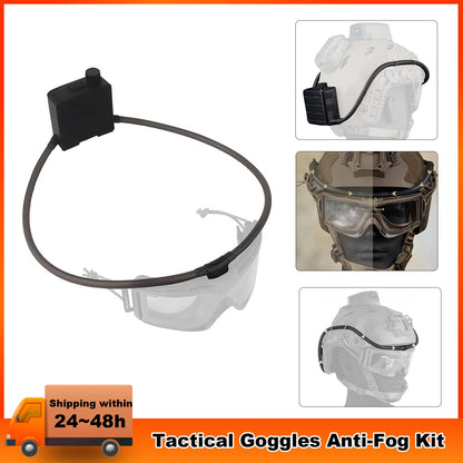 2025 NEW-Tactical Goggles Defogger Outdoor Hunting Shooting Goggles AntiFog Unit Adjustable Wind Speed Defogging Fan Kit