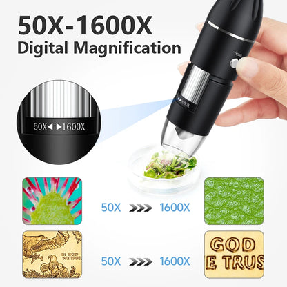 Hayve 1600X USB Microscope 1080P HD Soldering Microscope with 8LEDs Compatible with Android, Mac, Windows (X4)