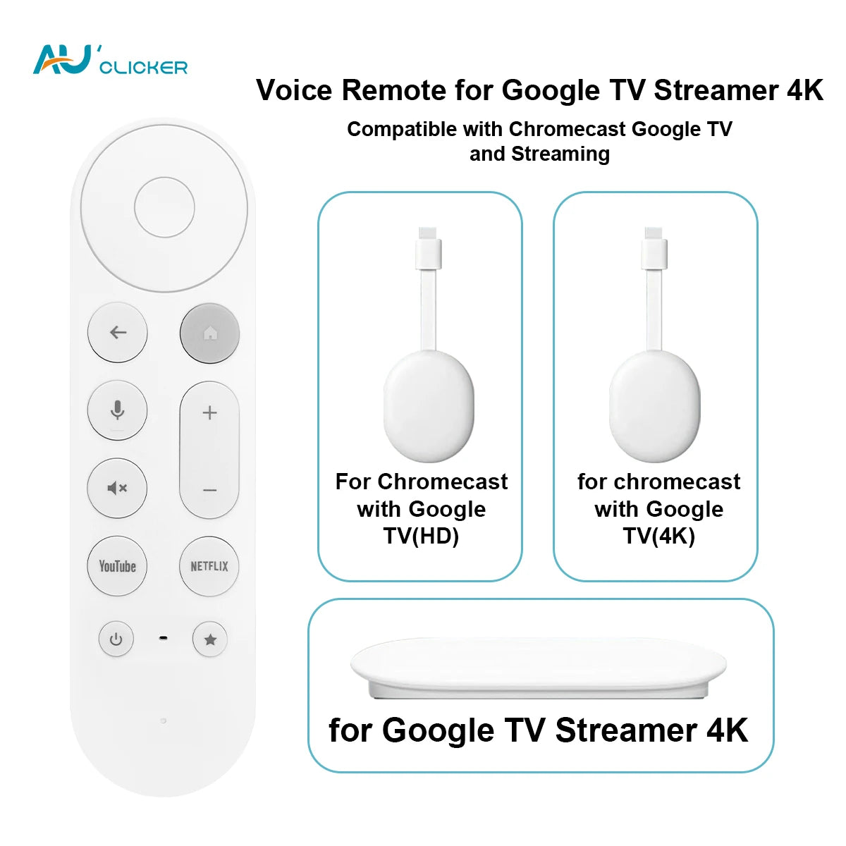 New RC-BT1991-V1 Replacement Remote Control Fit For Google TV Streamer 4K HDR Voice Remote Control with Find My Remote Feature