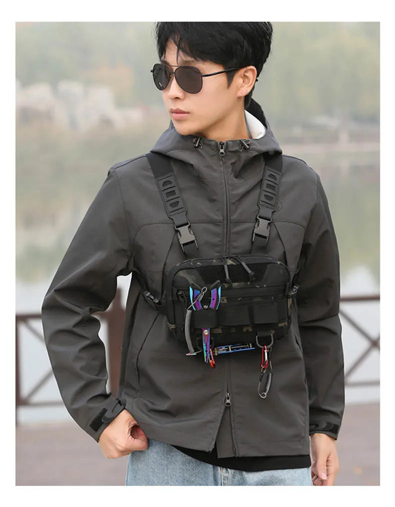 Tactical Chest Vest Bag Backpack Front Rig Pouch Outdoor Camping Cycling Hiking Hunting Climbing Fishing Lure Travel Fanny Pack