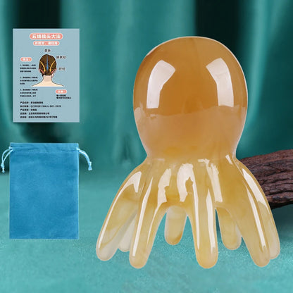 Resin Octopus Massage Comb Head Meridian Scraping Scalp Massage Brush Acupuncture Gua Sha Massage Comb Fatigue Relief Massage'