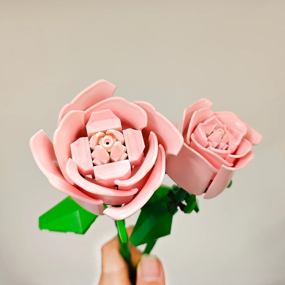 KNEW BUILT DIY Rose Flower Arrangement Building Block Toys-Enjoy Life,Loved by Girl,Create Your Favorite Bouquet,Home Decoration