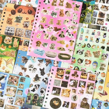 30Pcs/Book Cute Pet Battle Cut-Out Coil Sticker Book DIY Handbook Calendar Greeting Cards Diary Notebook Album Material Stickers