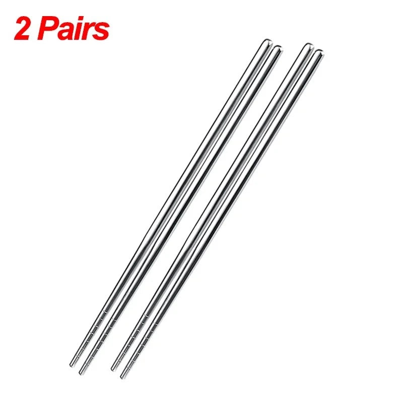2/5/10 Pairs Chinese Chopsticks Stainless Steel Non-slip Sushi Chopstick Korean Japanese Food Metal Sticks Kitchen Tableware Set