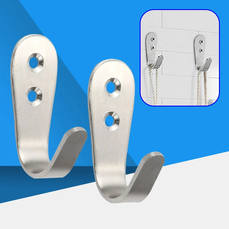5pcs stainless steel hooks, Clothes hooks, wall-mounted J-shaped hooks, for hanging coats, hats, bathrobes, towel etc
