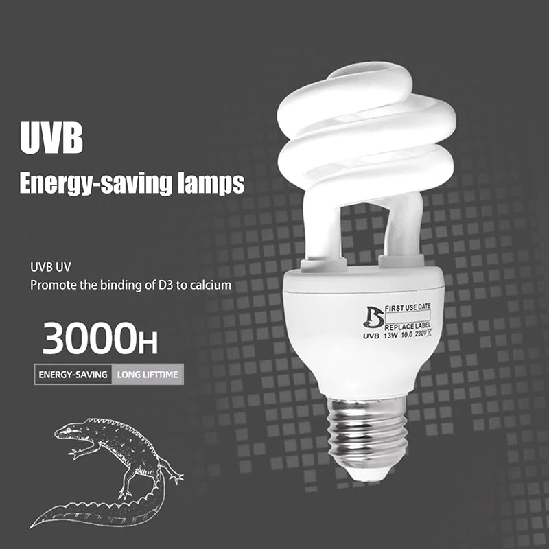 1 Piece 13/26W UV Rays Energy Saving Terrarium Basking Light 5.0 10.0 UVB Reptile Lamp Turtle Lizard Snake Reptiles Heating Lamp