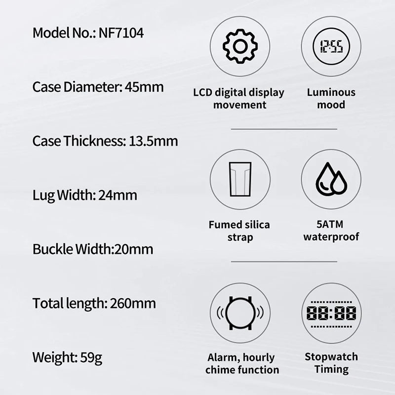 NAVIFORCE Brand Original Men Fashion Watch Water Resistant Personality Wristwatches Luxury Silicone Strap Electronic Clock 2024