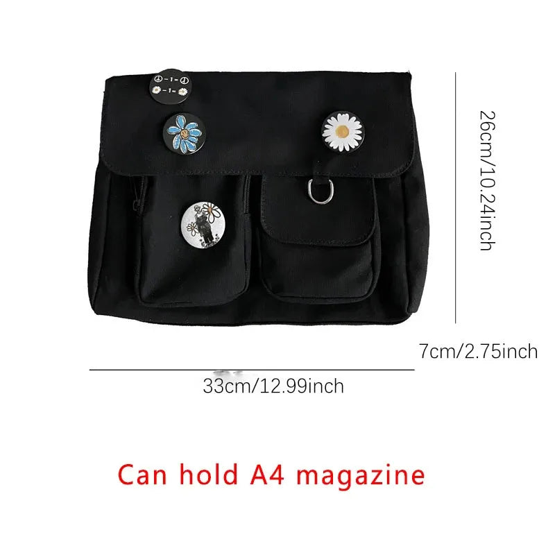 Xierya Women Canvas Messenger Bag Youth Ladies Fashion Shoulder Bag Student Large Capacity Female Crossbody Bags Woman Packet