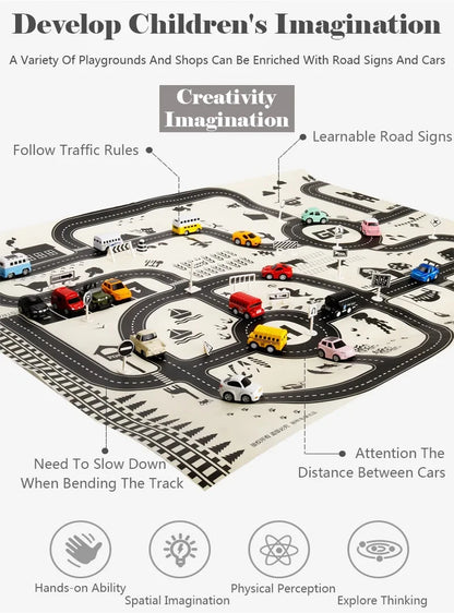 130*100CM Road Map Carpet for Kids Parking Lot Roadmap 83*58CM City Traffic Map of Road Boy Girls Educational Toy Crawling Games