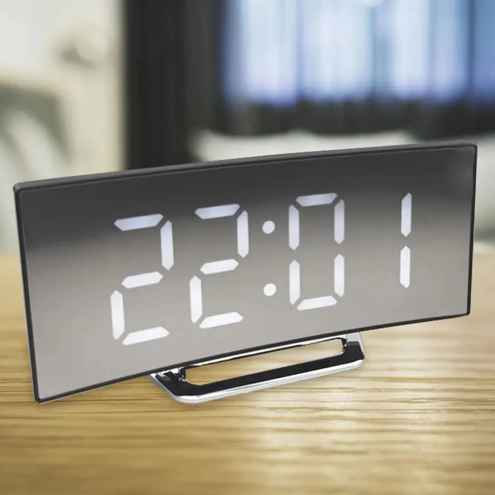 Electronic Alarm Clock Noiseless Design Digital LED Large Display Mirror Electronic Clock Digital Alarm Clock LED Mirror Clocks