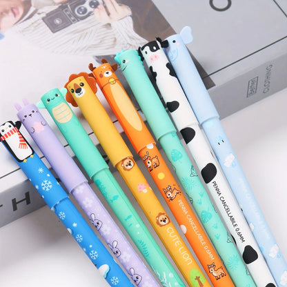 8/16pcs Animal-Shaped Erasable Pens for Journaling, Writing, Office Supplies, Gift Ideas, Office Stationery, Cute Writing Tools