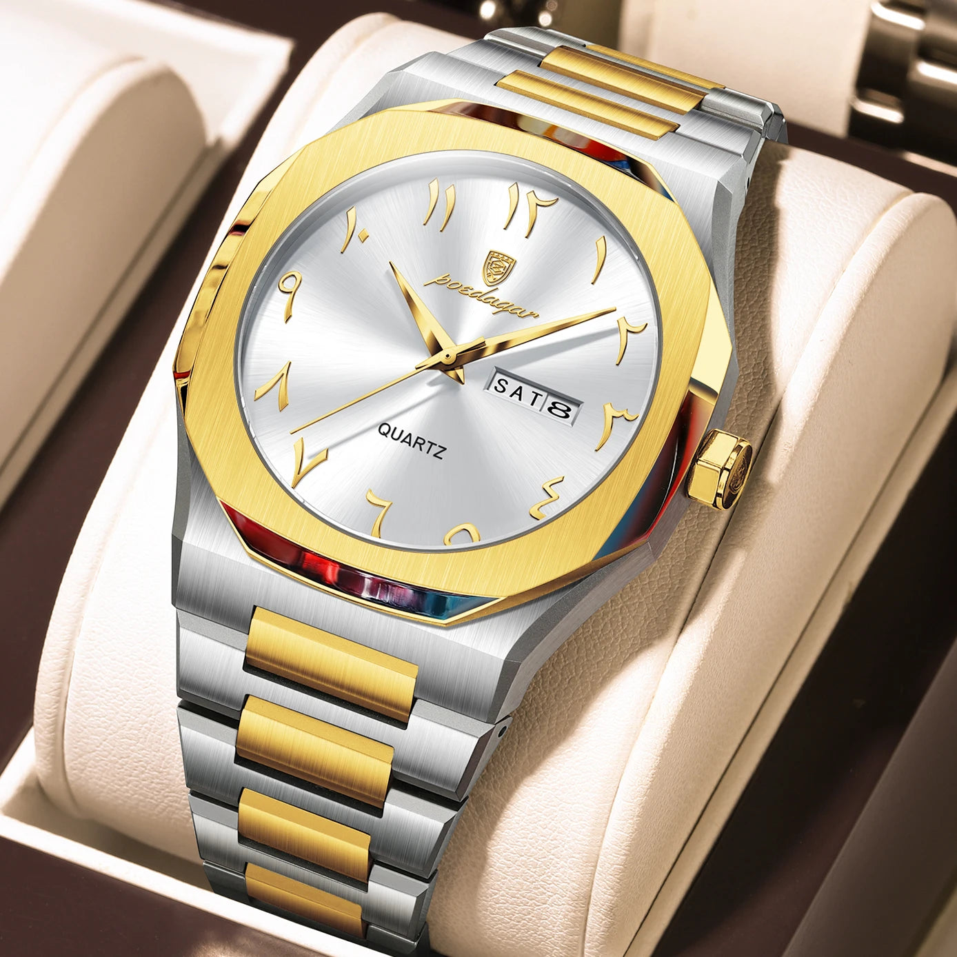POEDAGAR Original Luxury Men's Watch Waterproof Week Date Fashion Men Wristwatch Quartz Stainless Steel Man Watches Reloj Hombre