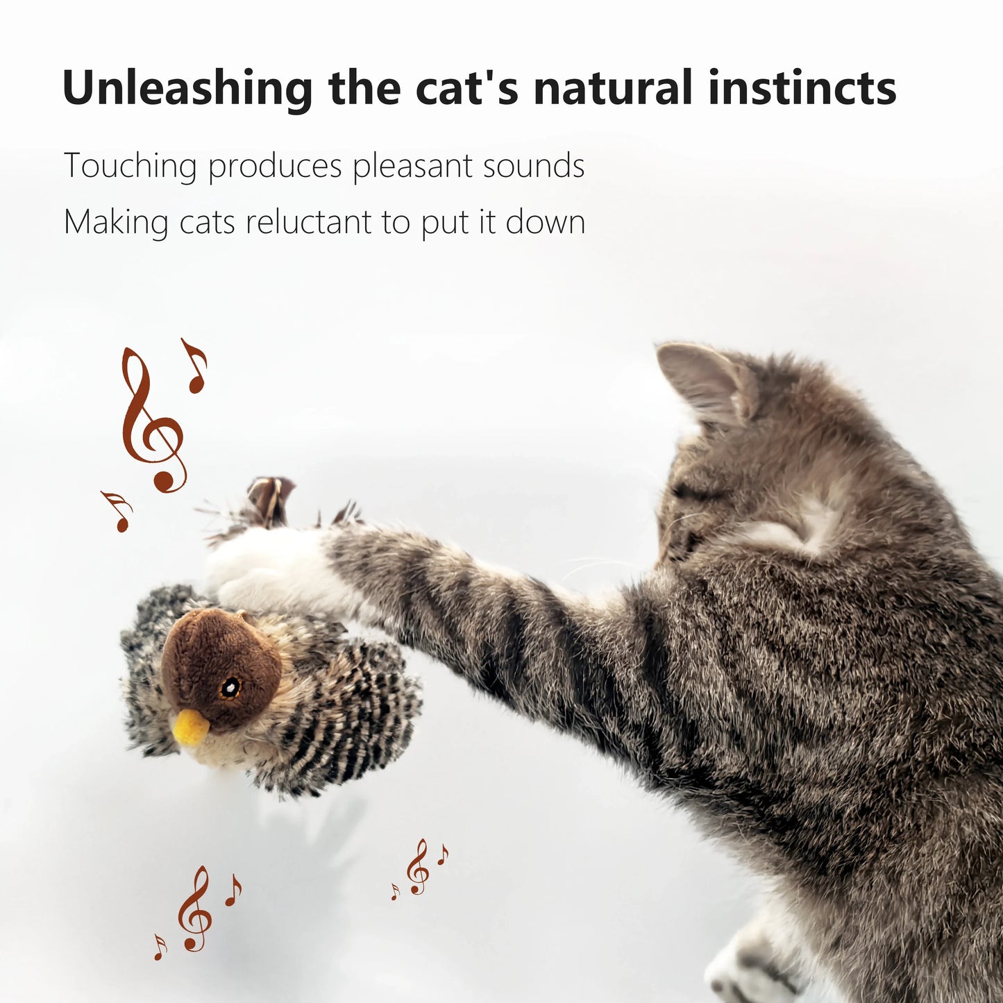 Cat interactive toy electric simulated bird chirping plush cat toy pet feather teaser bird-shaped toy