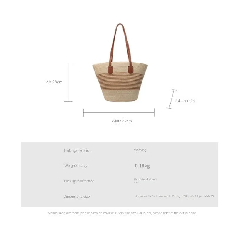 Straw bag bag women's summer inswind 2024 new beach seaside outdoor travel vacation large capacity shoulder bag