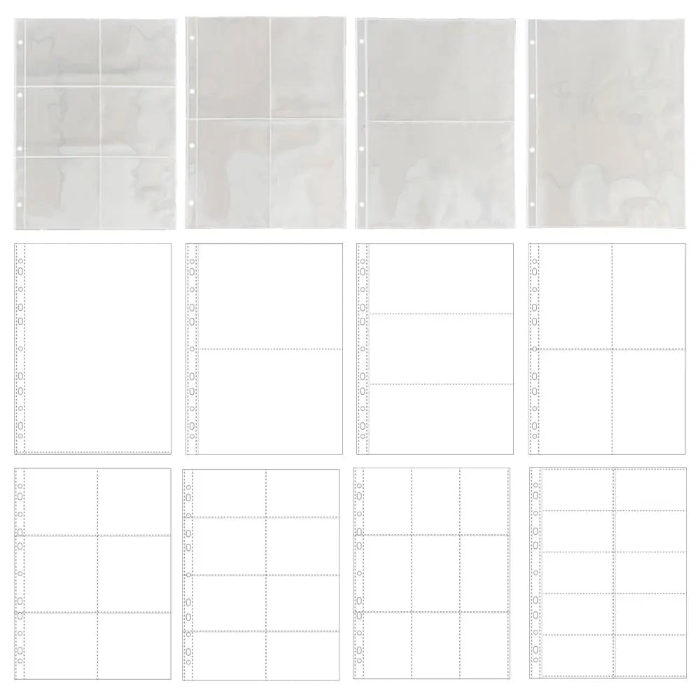 A4 Clear 10 Pcs Photo Album Refill Pages File Protector 4/11 Holes 6×4 8×10 4/11 Ring Binder Photocards Postcard Card Notebook