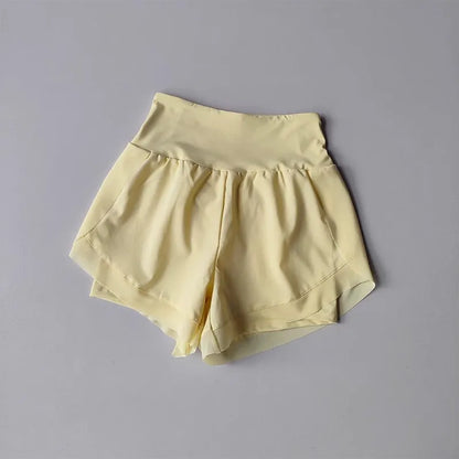 Summer Women's Sports Shorts Mesh 2 In 1 Quick-dry Yoga Shorts Breathable Fitness Shorts High Waist Fitness Running Shorts
