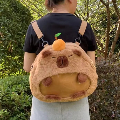 Capybara Plush Backpack Kawaii Fashion Plushie Doll Fur Pendant Children's Shoulder Bag Mini Knapsack Bags Gifts For Girlfriend