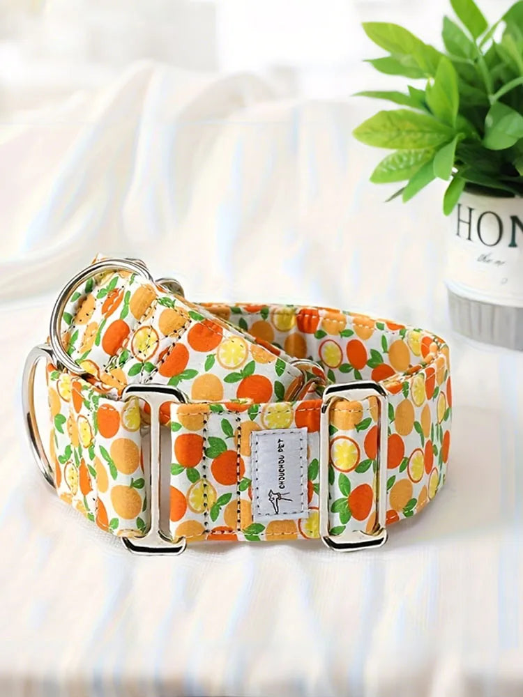 Martinagle Wide Adjustable Dog Collar, Soft Patterned Anti-Pull Collar for Medium-Sized Dogs, Suitable for Italian Greyhounds, Whippets, and Visual Hunting Dogs
