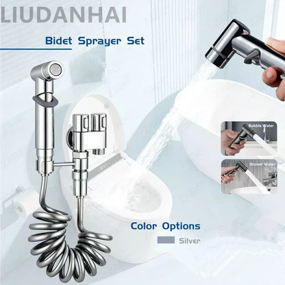 Handheld Bidet Sprayer Set Stainless Steel Spray Gun Shower Handheld Toilet Bidet Faucet Sprayer Shower Nozzle Self Cleaning
