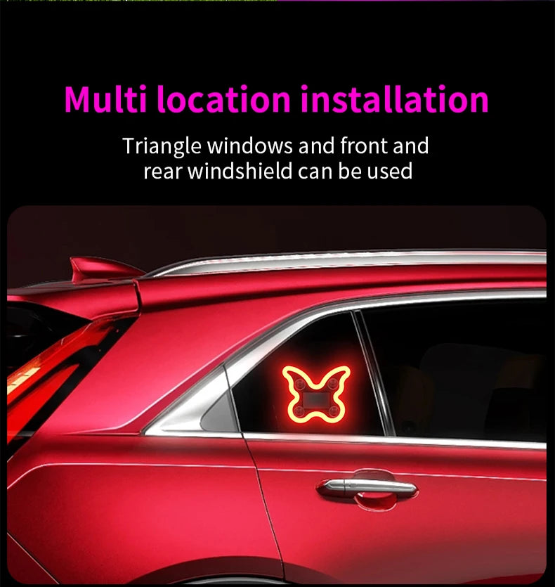 Universal Solar Atmosphere Light Heart-shaped Dynamic Gradient LED Fit Car Interior Ambient Light Decoration Accessory RGB
