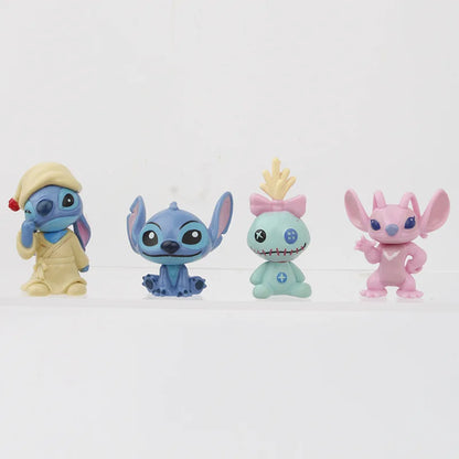 12pcs/set Stitch Lilo Action Figure Anime Cartoon Model Toys Cute Version Doll Cake Decoration Ornaments