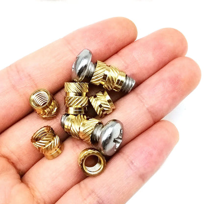 Brass Copper Embed Insert Nut Screw Kit Set M1.4M1.6 M2 M2.5 M3 M4 M5 M6 for Heat Melt Injection 3D Print Twill Knurled Thread