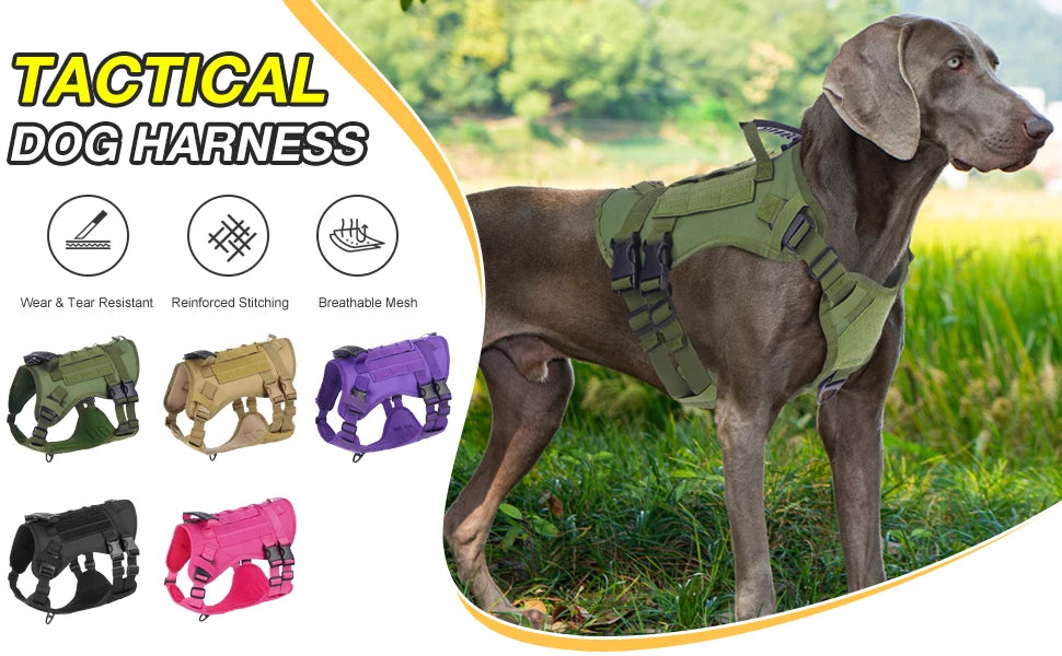 Tactical Chest Strap Large Dog Explosion proof Outdoor Anti slip Tank Top Pet Traction Dog Harness Reinforcement Loop Dog Walkin