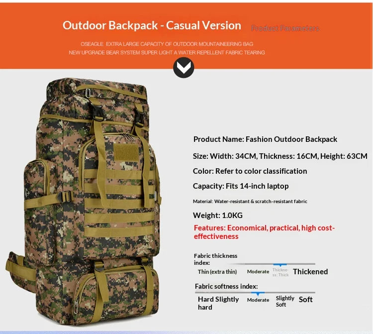 Homefish 80L/100L Large Mountaineering Backpack Outdoor Climbing Bag Tactical Rucksack Hiking Camping Travel Backpack