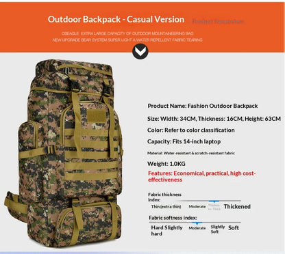 Homefish 80L/100L Large Mountaineering Backpack Outdoor Climbing Bag Tactical Rucksack Hiking Camping Travel Backpack