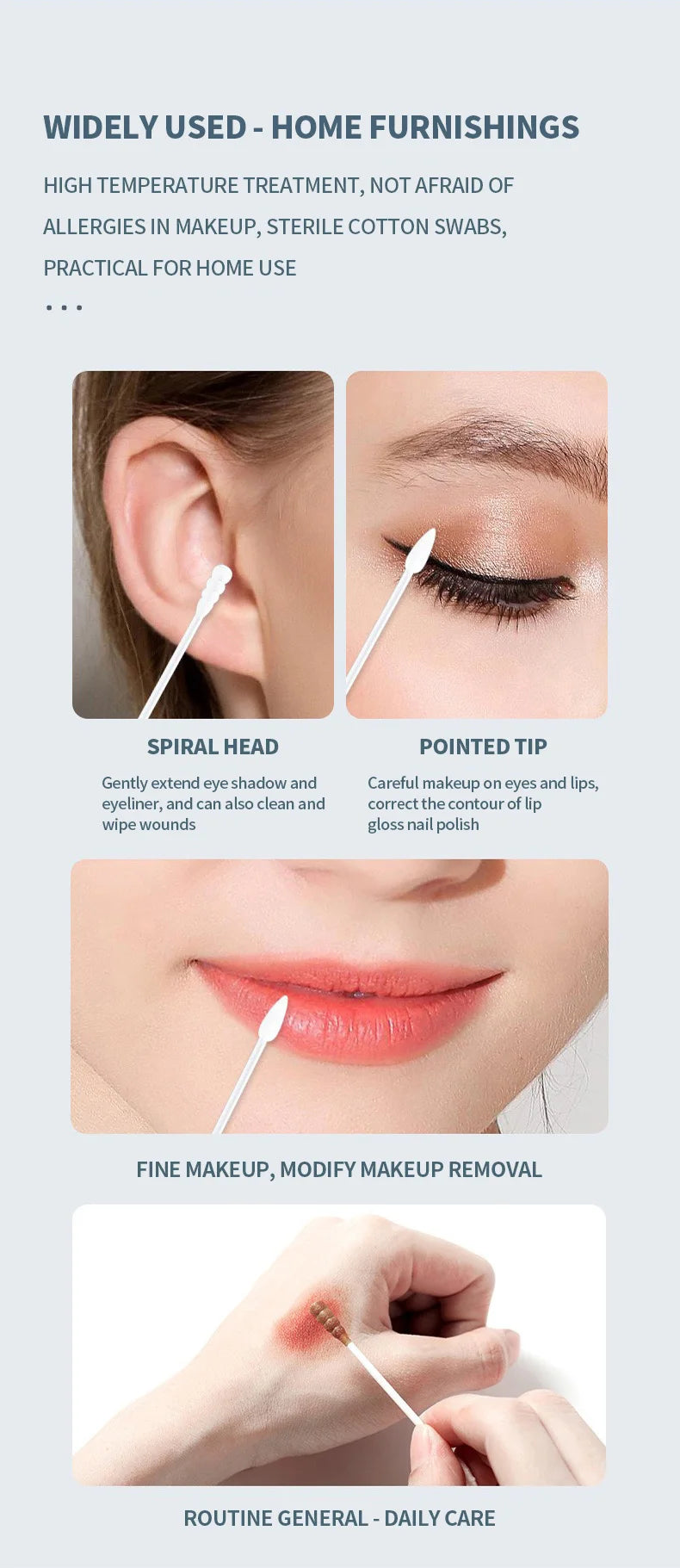 200PCS/box - high-quality double ended cotton swabs - suitable for personal cleaning, gentle makeup removal, makeup swabs, etc
