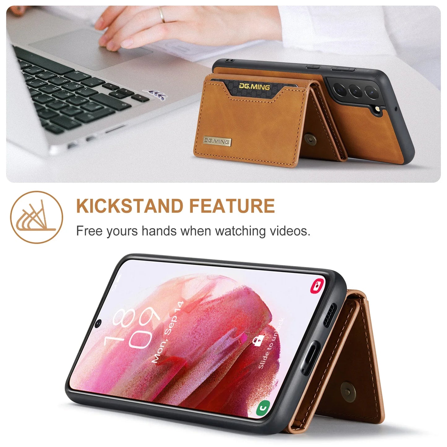 DG.MING Magnetic Detachable PU Leather Wallet Case for Samsung Galaxy S23 Ultra S22 S21 S20 FE A52 A52S A12 A54 A14 Note20 Ultra