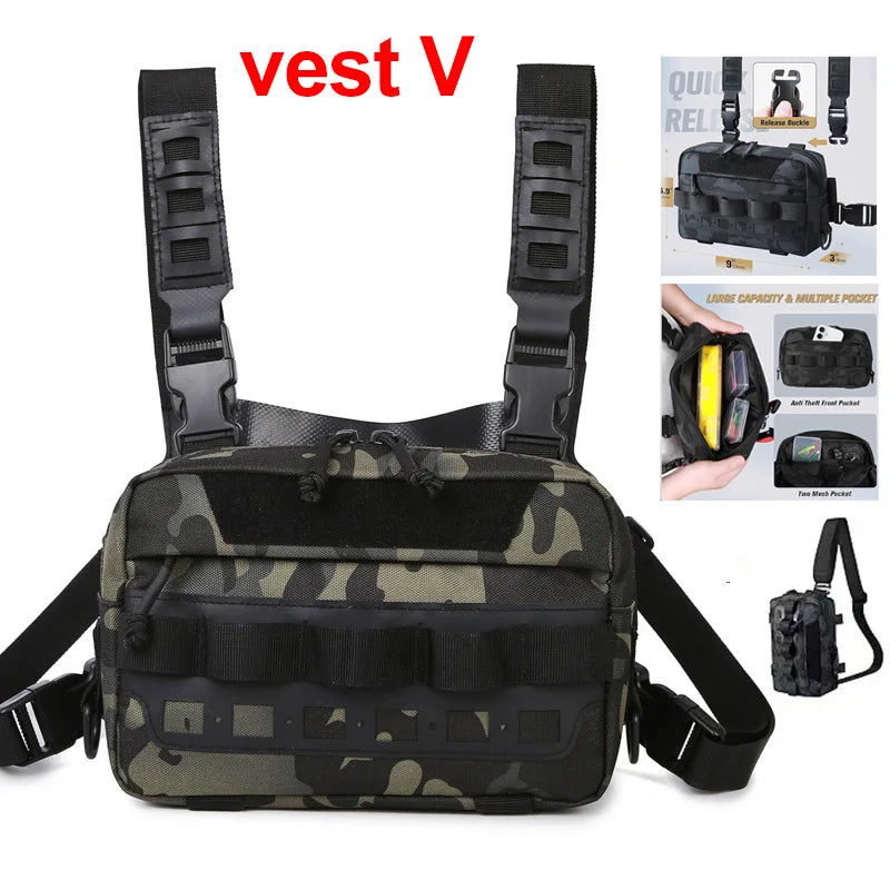 Tactical Chest Vest Bag Backpack Front Rig Pouch Outdoor Camping Cycling Hiking Hunting Climbing Fishing Lure Travel Fanny Pack