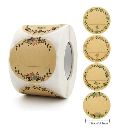 500pcs Round Floral Thank You Stickers Canning Labels for Food Containers Jars,Gift Baking Packing Decor,Can write