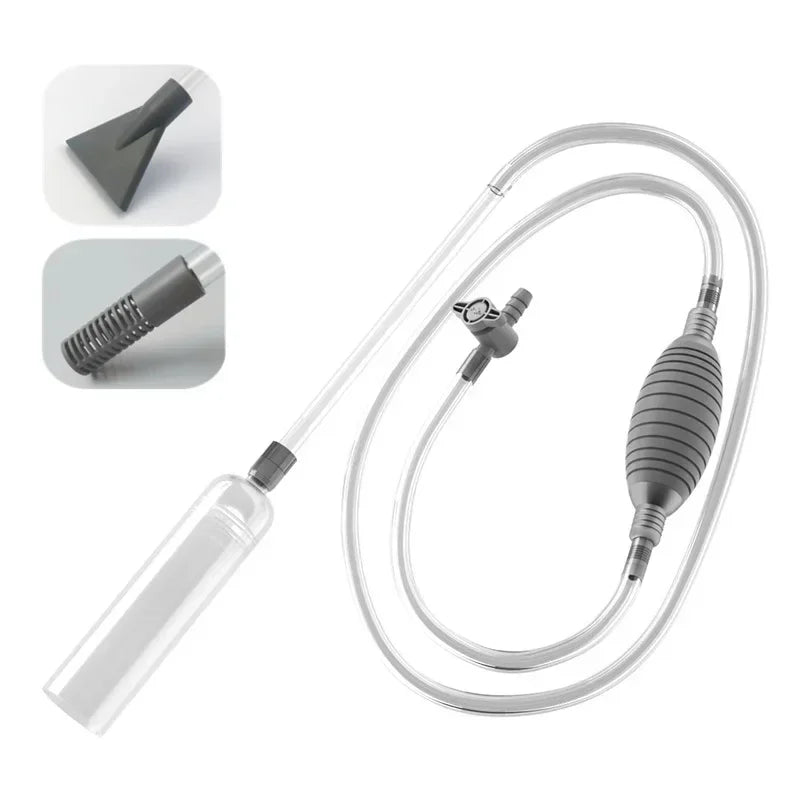 Siphon Pump with Filter Nozzle Fish Tank Water Changer Air Pump Cleaning Accessorie Handheld Aquarium Gravel Cleaner Vacuum Tool