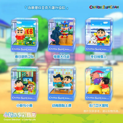 Crayon Shin-Chan Action Kamen‌ Kazama Tōru Bochan Anime Figure Model Doll Colorful Daily Iife Micro Scene Blind Box Toys Gifts