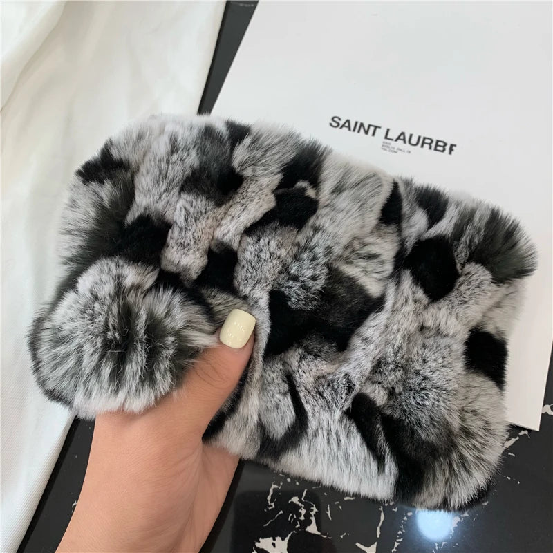 Women Handmade Stretch 100% Real Rabbit Fur Scarf Knit Genuine Rex Rabbit Fur Headbands Girls Natural Rabbit Fur Ring Scarves