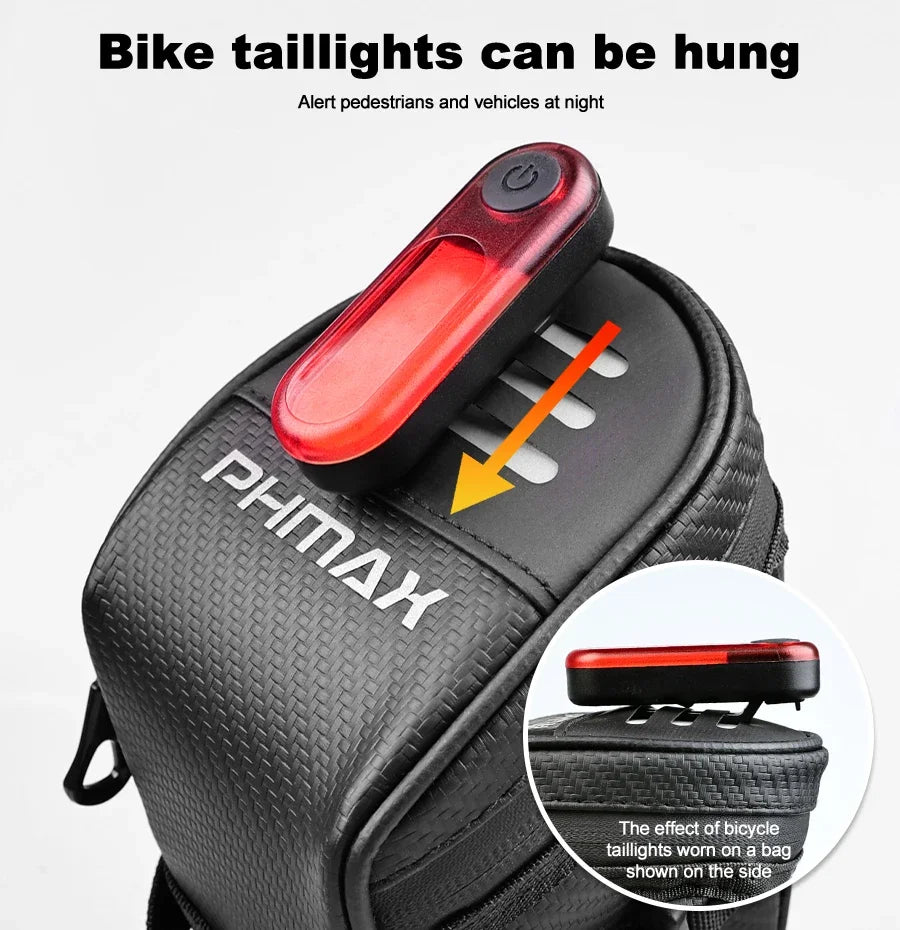 PHMAX Bike Saddle Bag Large Capacity MTB Bicycle Saddle Bag Waterproof Road Bike Rear Bag Riding Bicycle Accessories