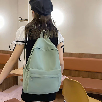 Lightweight Solid Color Backpack for High School Students Multifunctional Casual Bag School Travel Daily Use Simple Design