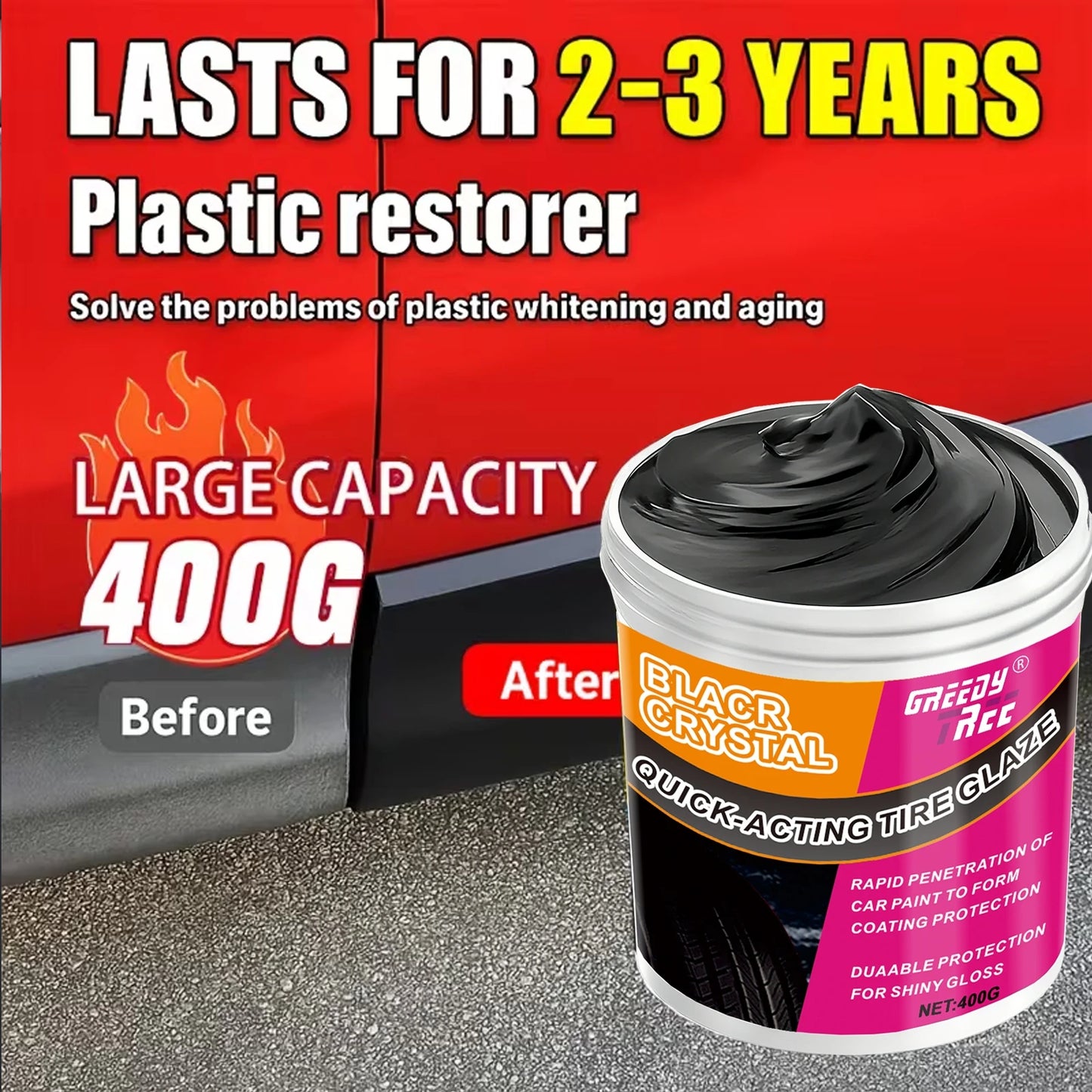 [All-in-One Repair Cream] All-in-One Plastic & Rubber Repair Cream - Instant Black Restoration, Scratch Remover & Anti-Aging For