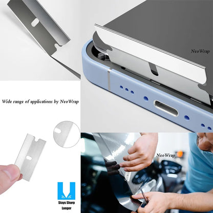 100Pcs Razor Scraper Blades Car Sticker Remover Window Glass Paint Scraper Cleaning Tool Steel Non Scratch Replacement Blades