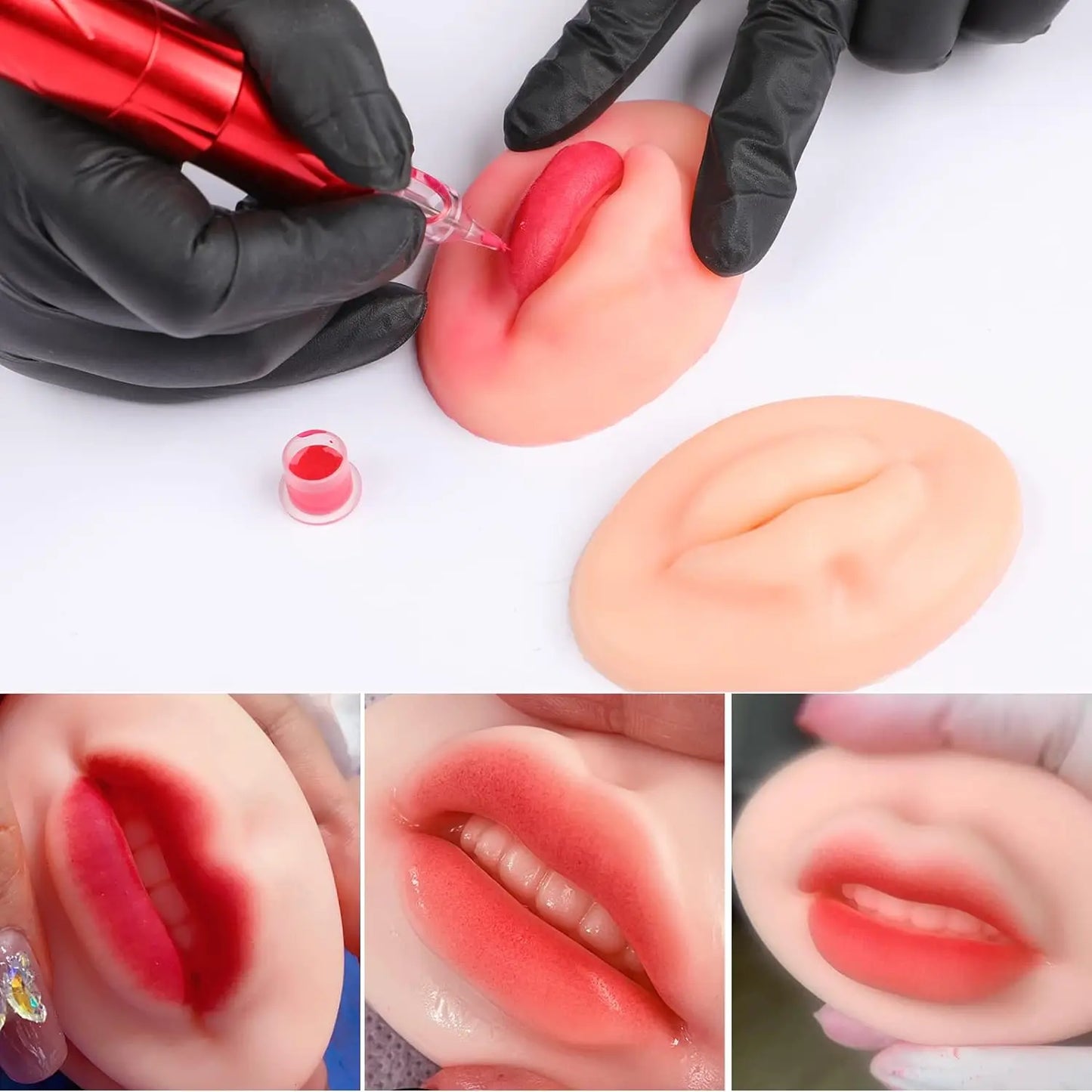 1/3/5Pcs Soft Silicone lip practice 3D Practice Lips Mold  With Teeth Reuseable Training Skin For Lip Blush Permanent Makeup