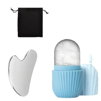 1/3PCS Ice Face Roller Stainless Steel Gua Sha Board Set Face Massage Tool Facial Massager Face Lifting Beauty Skin Care Tools