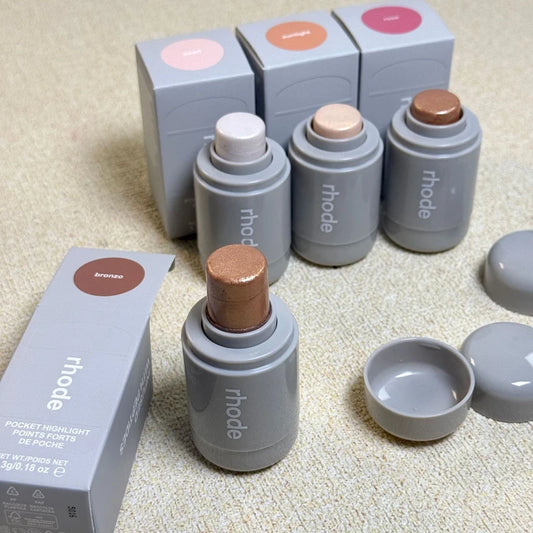 Rhode Highlight Stick Shiny Fine Glossy Cheekbones Four Colors Cheeks Brightening Bronzo Ssunlight Pearl Rose Lip Stick Makeup