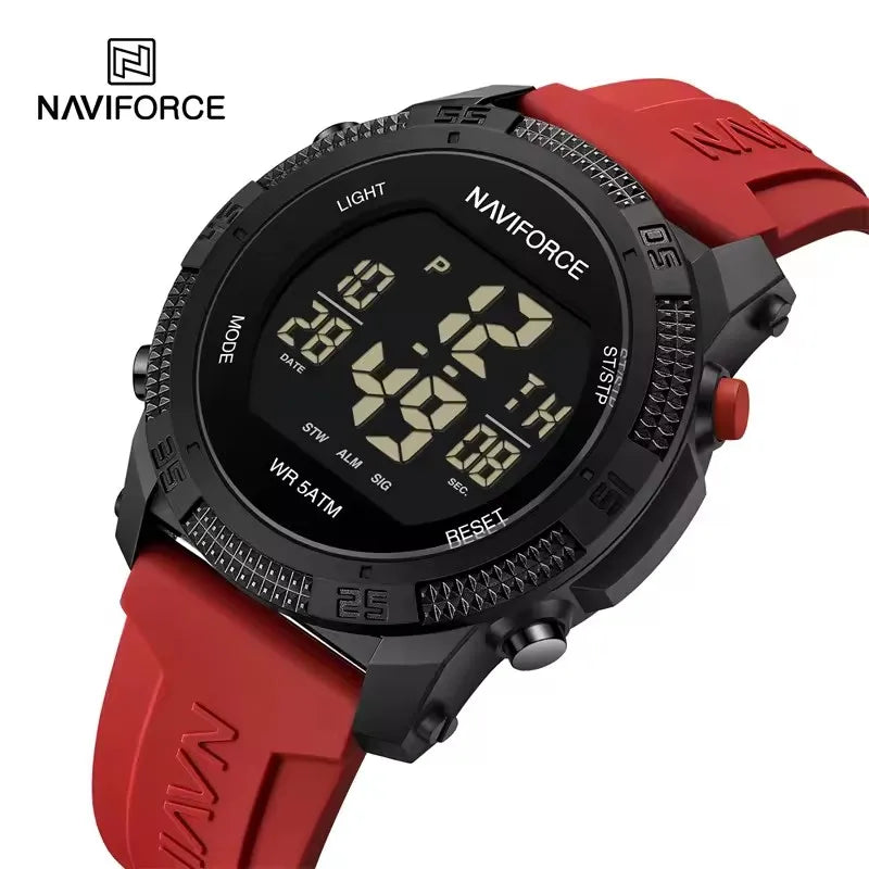 NAVIFORCE 7104 Sports Men's LCD Digital Leisure Date Week Alarm Clock Waterproof Silicone Strap Electronic Watch électronique