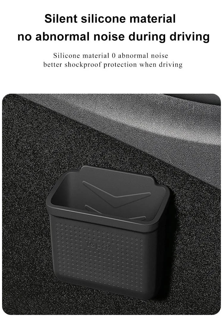 Silicone Car Storage Box For Tesla Model 3 Y S X 2017-2022 2023 Hidden Organizer Tray Bag Box Phone Coin Holder Auto Accessories