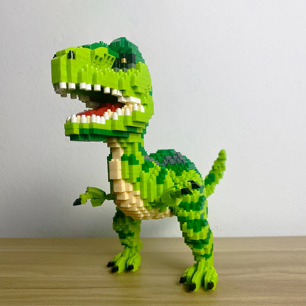 Knew Built Micro Mini Building Blocks Toys Create Your Green Dinosaur Jungle Perfect Children’s Playmate and Decorative Ornament