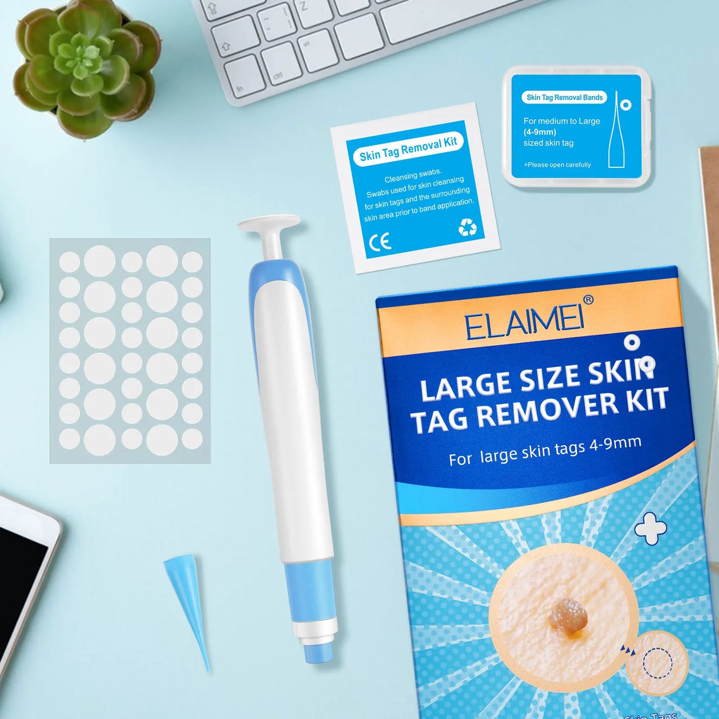 Skin Tag Removal Mole Wart Removal Facial Mole Wart Microstrip Tag Removal Kit Automatic Mole Remover Tool with Cleansing Swabs