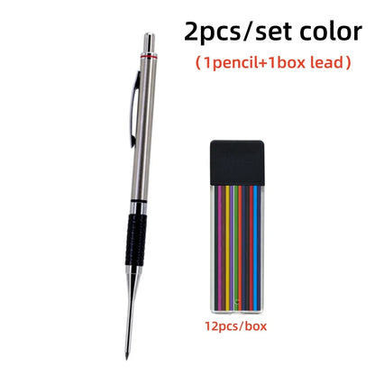 New Deep Hole Woodworking Mechanical Pencil, 2.0mm Anti Slip Soft Set Grip Handle Automatic Pencil Engineer Drawing Marking Tool