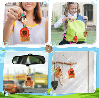Capybara Plush Toy Kawaii Stuffed Animals Fluffy Capybara With Strawberry Tortoise Slap Bracelet keychain Birthday Gift