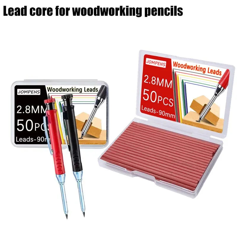 50pcs 2.8mm Solid Carpenter Pencil Replaceable Leads, Deep Hole Marking Architectural Painting Woodworking Automatic Pencil Lead